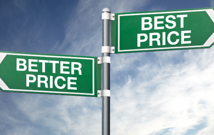 two-street-signs-poinint-in-opposite-directions-indicating-price-options