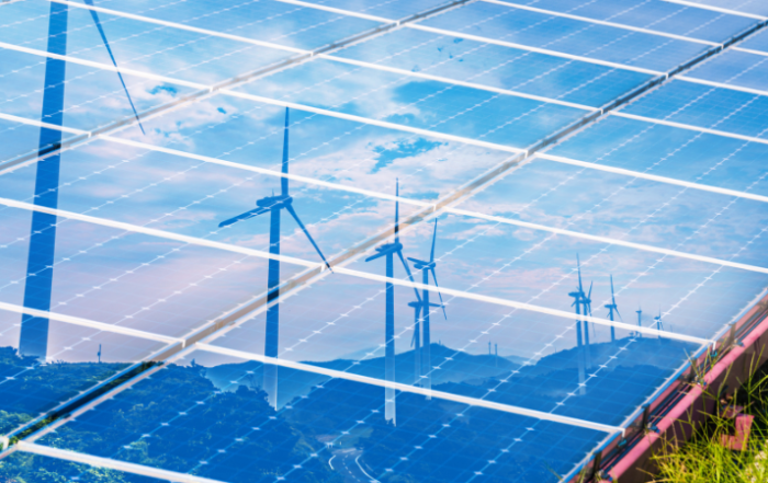 solar-panel-with-windmills-reflecting-off-panels