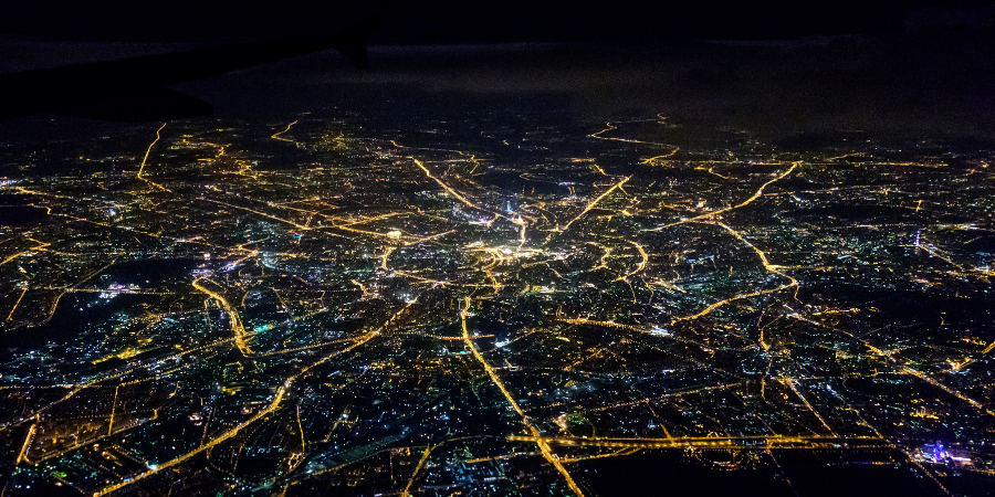 aerial-view-of-power-grid-at-night