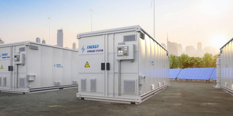 battery-energy-storage-systems-in-a-field-with-solar-panels-and-wind-turbines